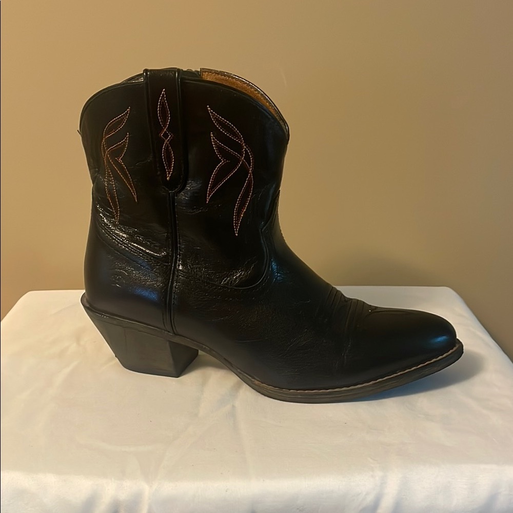 Ariat Black Leather Ankle Cowboy Booties - Picture 2 of 4